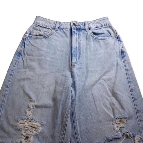 Garage Denim Womens Wide Leg Jeans 5 Light Wash Distressed Organic Cotton Holes - Picture 6 of 8